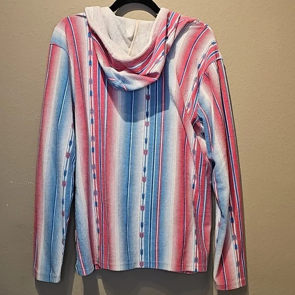 Trademark Brooklyn Cloth Red and Blue Striped Hoodie Size Medium - Picture 3 of 3